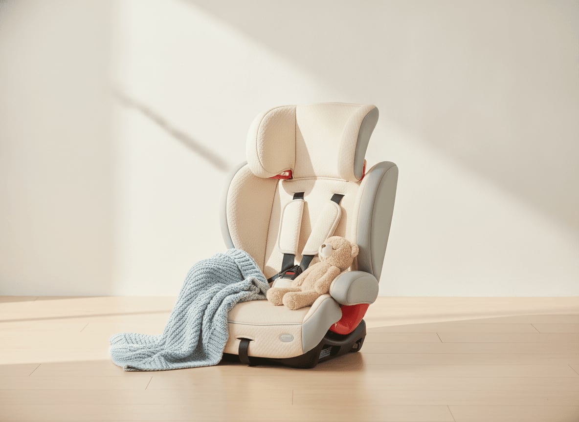 Ab wann eine Sitzerhöhung? Eine sichere Variante ist dieser Kindersitz mit Rückenlehne und Seitenaufprallschutz.