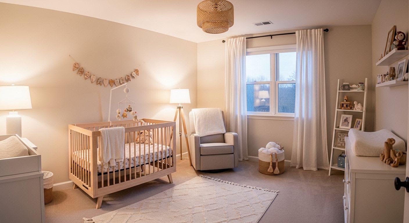 Stimmungsvolles Kinderzimmer als Symbol für eine erfolgreiche Schlafberatung und ruhigen Babyschlaf dank fester Routinen.