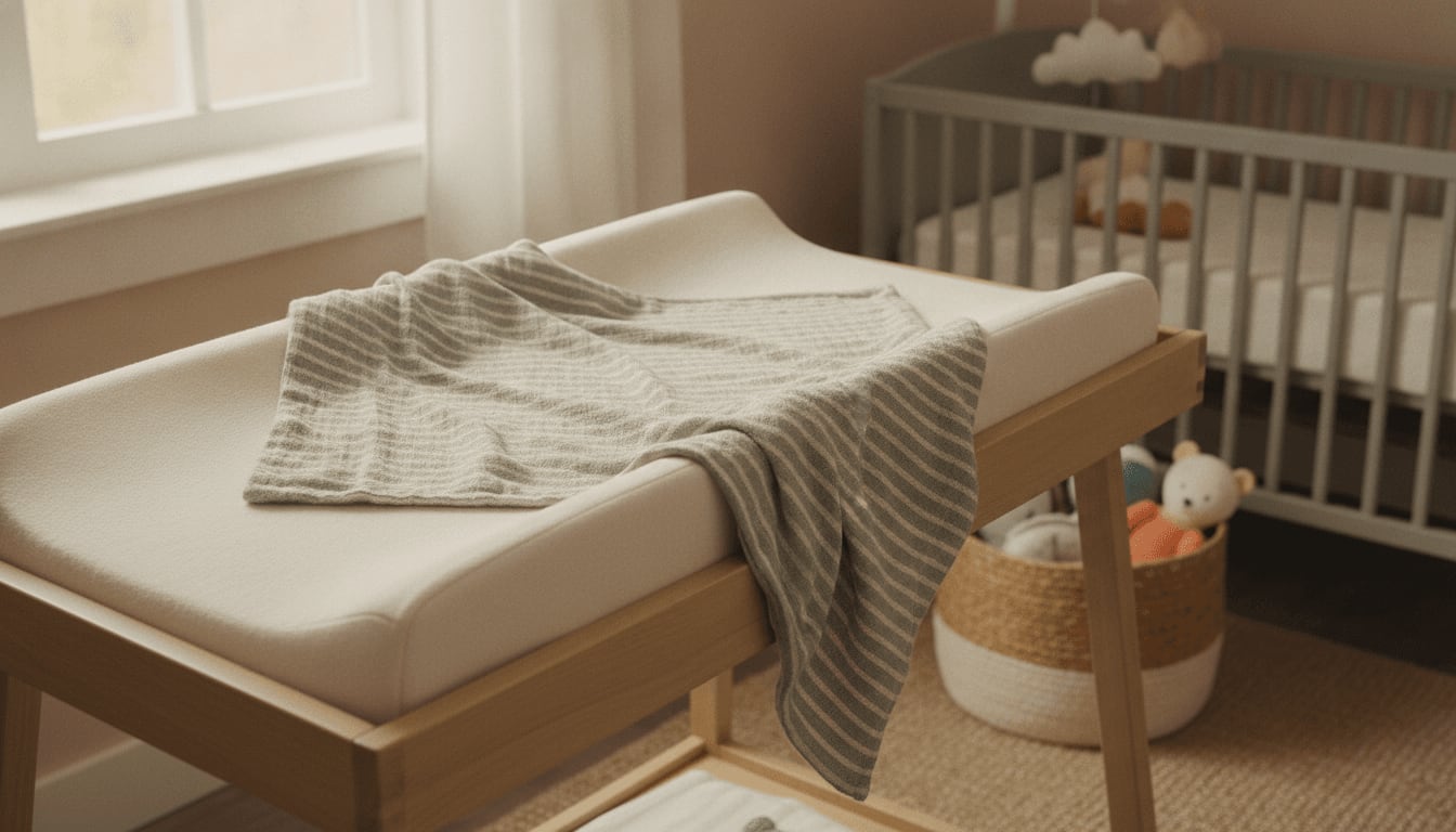 Hilfe für ein Schreibaby: Ein ausgebreitetes Pucktuch symbolisiert die Beruhigungstechnik des festen Einwickelns für mehr Geborgenheit.