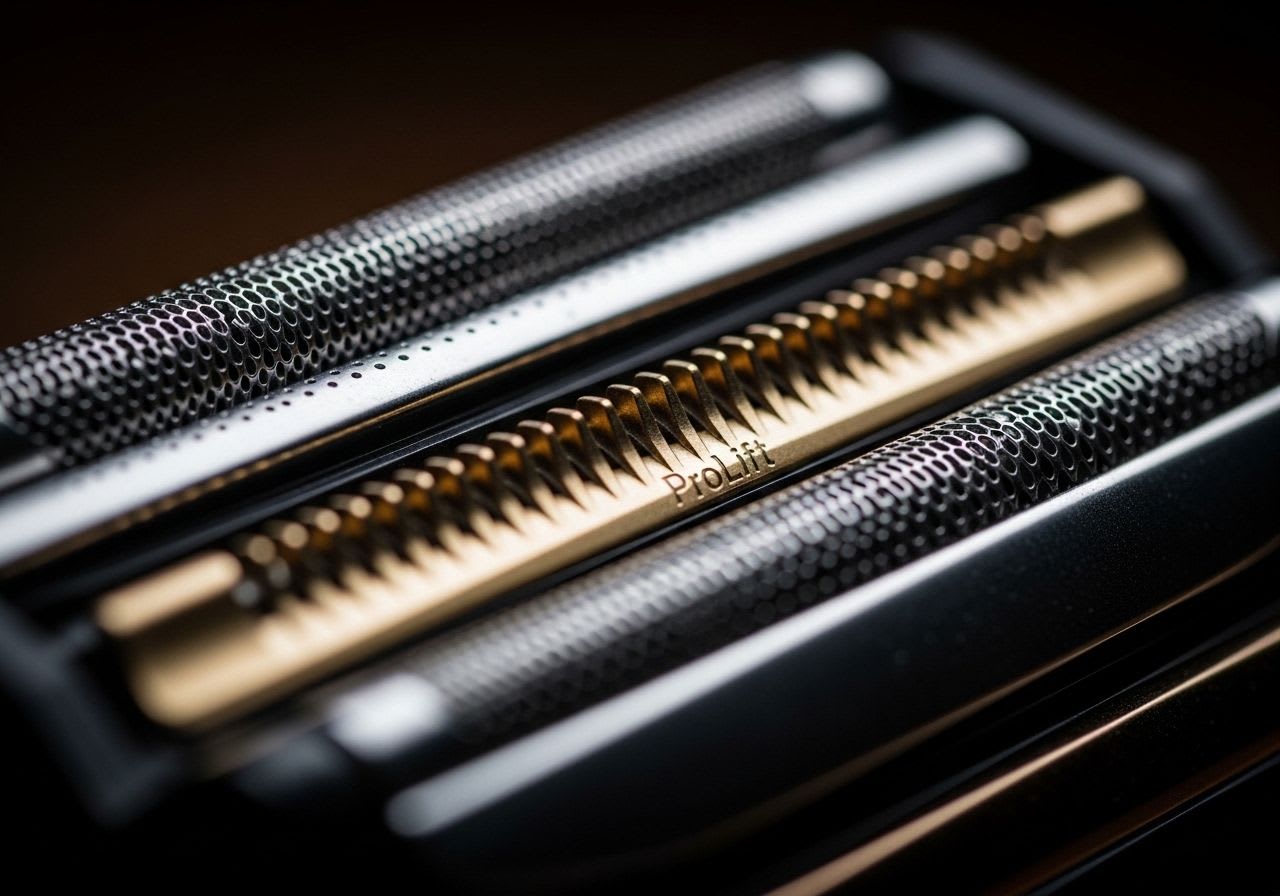 Nahaufnahme des ProLift-Trimmers, der die entscheidenden Braun Series 9 Pro Unterschiede beim Anheben der Haare zeigt.
