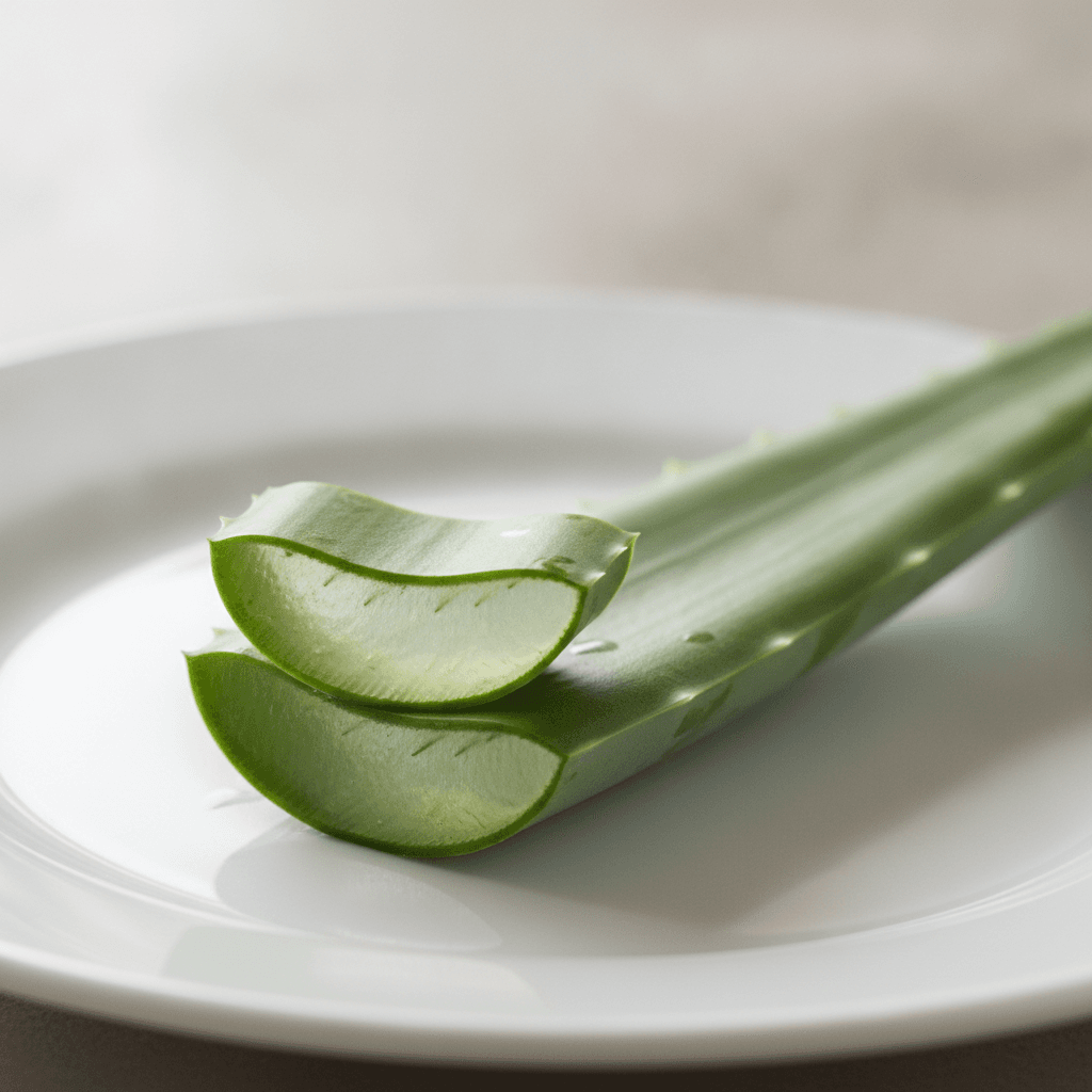 Aufgeschnittenes Aloe-vera-Blatt