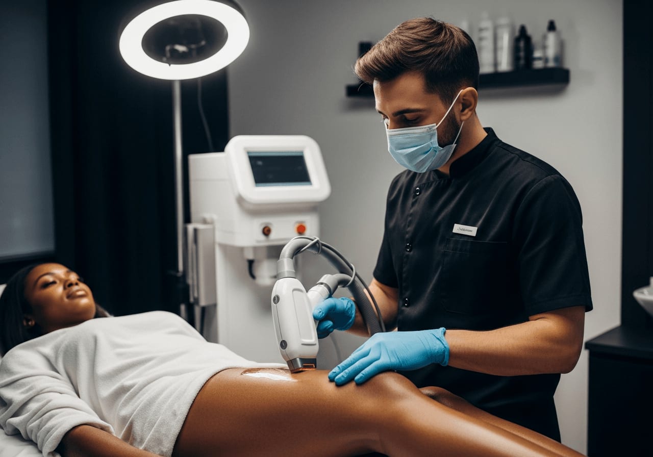 Professionelle Laser-Haarentfernung auf dunkler Haut