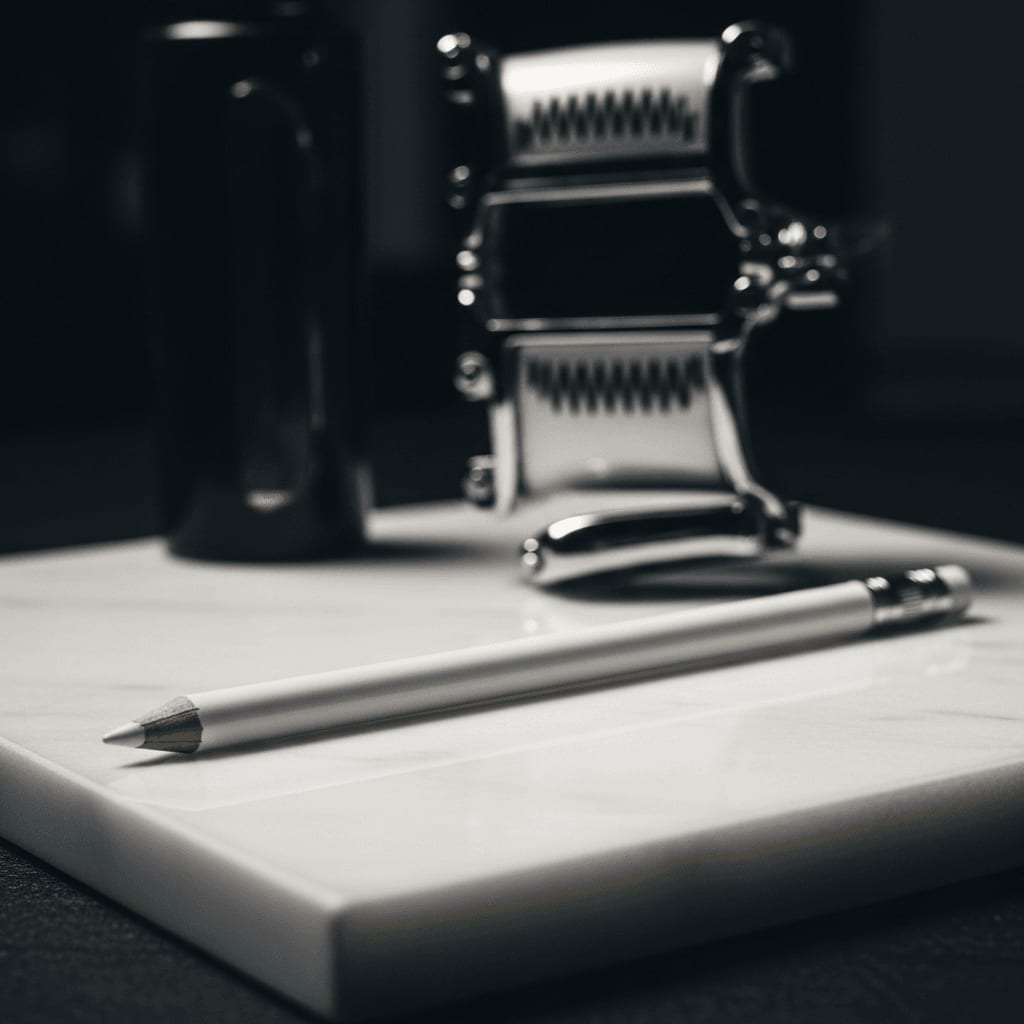 Weißer Kajalstift als wichtiges Hilfsmittel zum sicheren Abdecken von Muttermalen beim IPL.