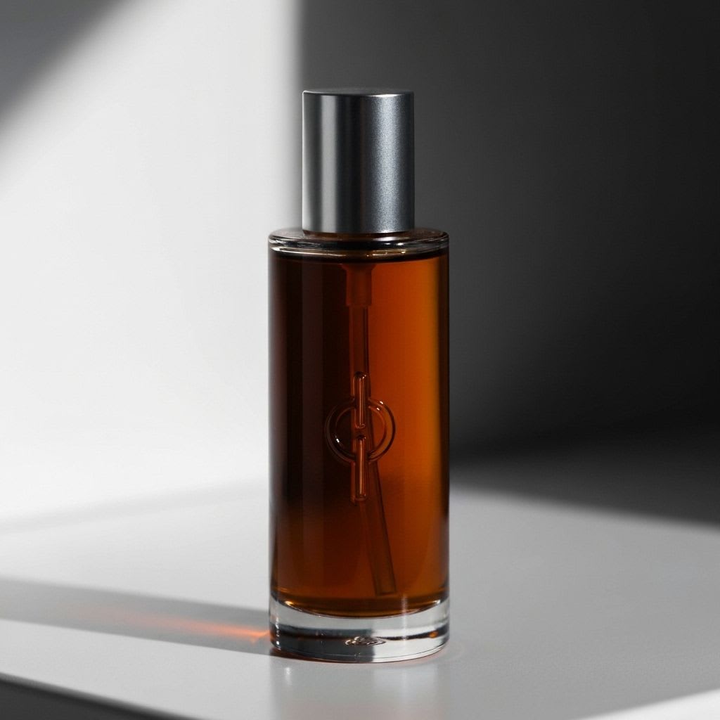 Eine minimalistische Flasche Pre-Shave-Öl neben einem eleganten Elektrorasierer, symbolisiert moderne Rasur-Vorbereitung für Männer.