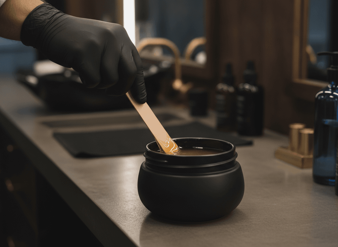 Professionelle Anwendung beim Waxing im Intimbereich für ein präzises und hygienisches Ergebnis im Studio.