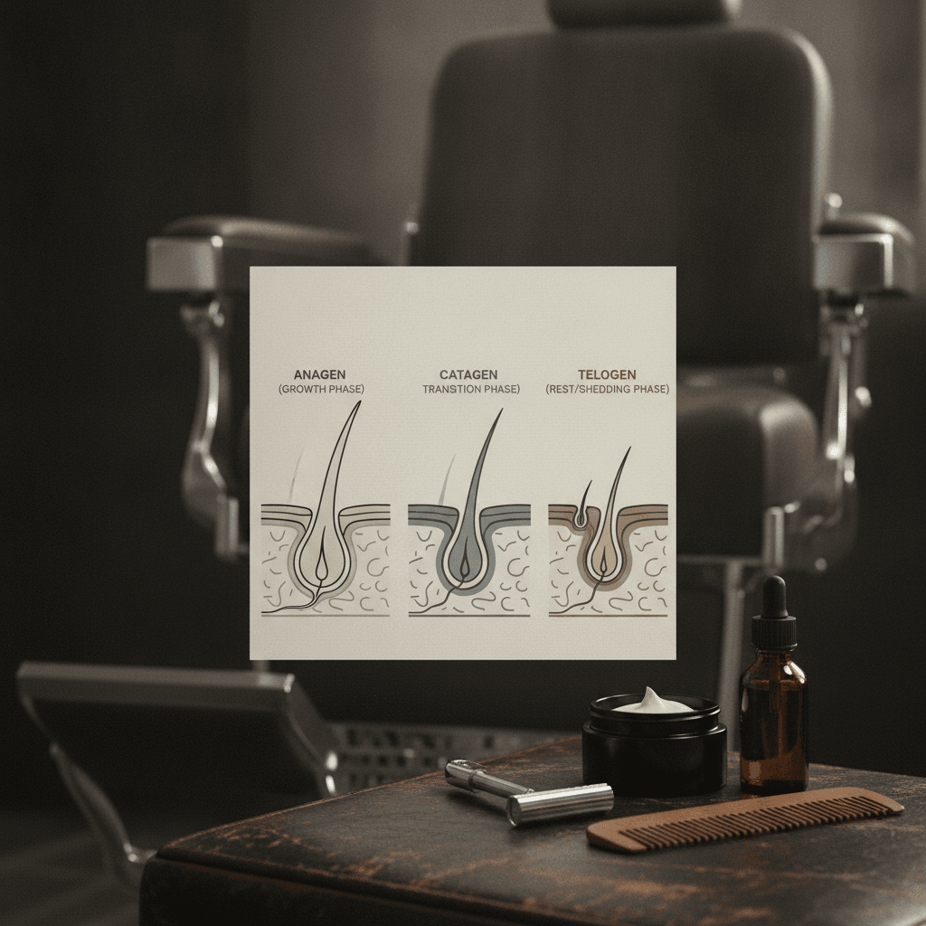 Grafische Darstellung der Haarwachstumszyklen, entscheidend für den Erfolg beim Waxing im Intimbereich.