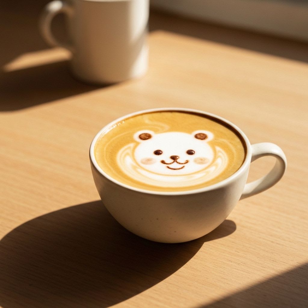 Niedliche 3D Bären Latte Art in einer Tasse, als Inspiration für eigene Kreationen und die Grundlagen zu Hause.