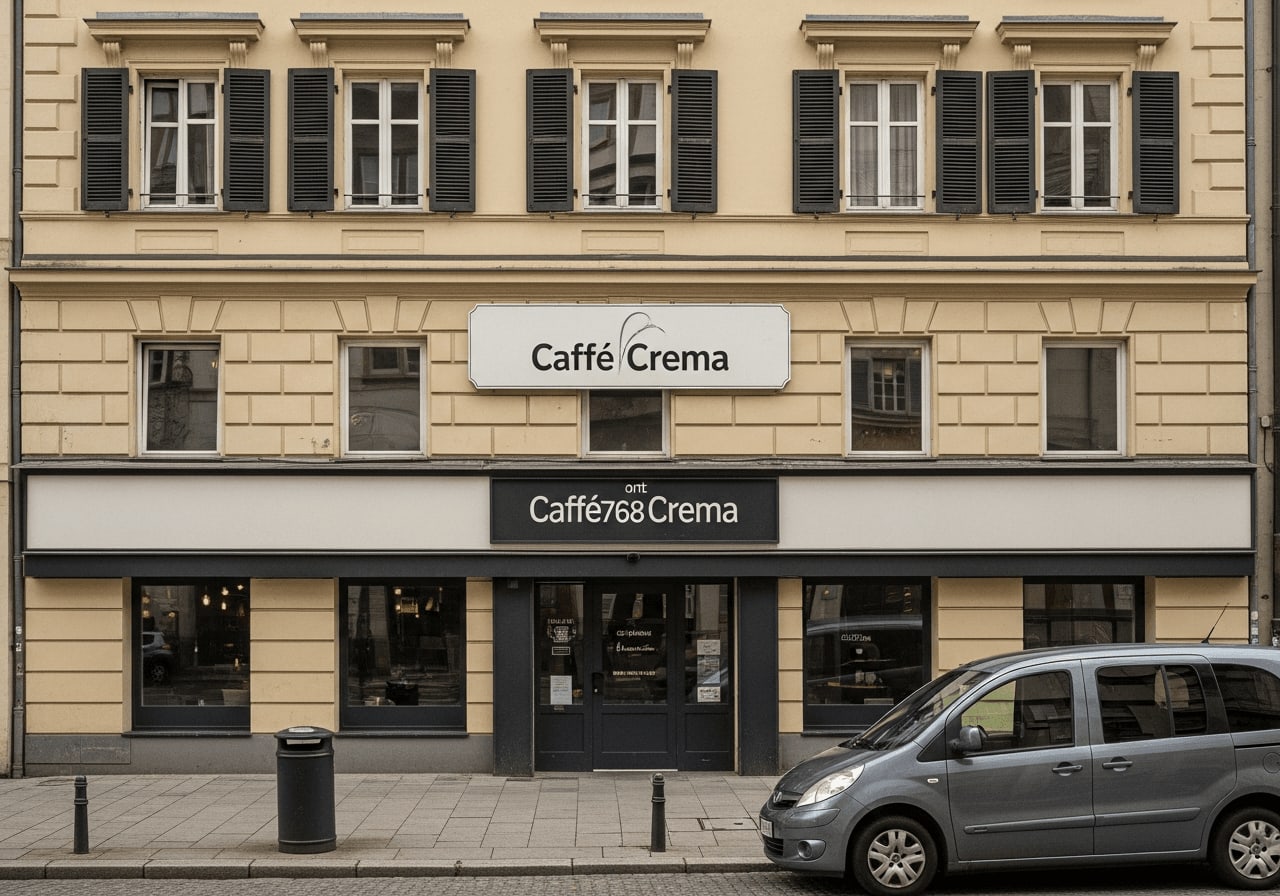 Nahaufnahme einer Tasse Caffè Crema mit einer dicken, goldenen Crema, Studiobeleuchtung, Fokus auf die Crema-Textur.