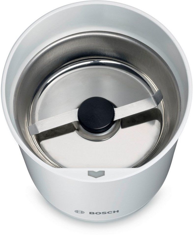 BOSCH Kaffeemühle TSM6A011W, Edelstahl-Schlagmesser, Sicherheitsfunktion, 180 W, Schlagmesser, 75 g Bohnenbehälter, 180 W, 75g Bohnenbehälter, elektrisch, weiß