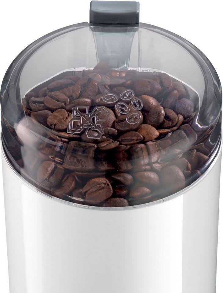 BOSCH Kaffeemühle TSM6A011W, Edelstahl-Schlagmesser, Sicherheitsfunktion, 180 W, Schlagmesser, 75 g Bohnenbehälter, 180 W, 75g Bohnenbehälter, elektrisch, weiß