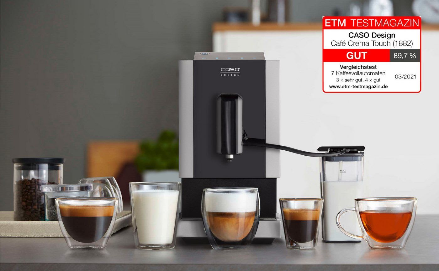 Caso Kaffeevollautomat Café Crema Touch, Herausnehmbare Brüheinheit, einfache Bedienung silberfarben