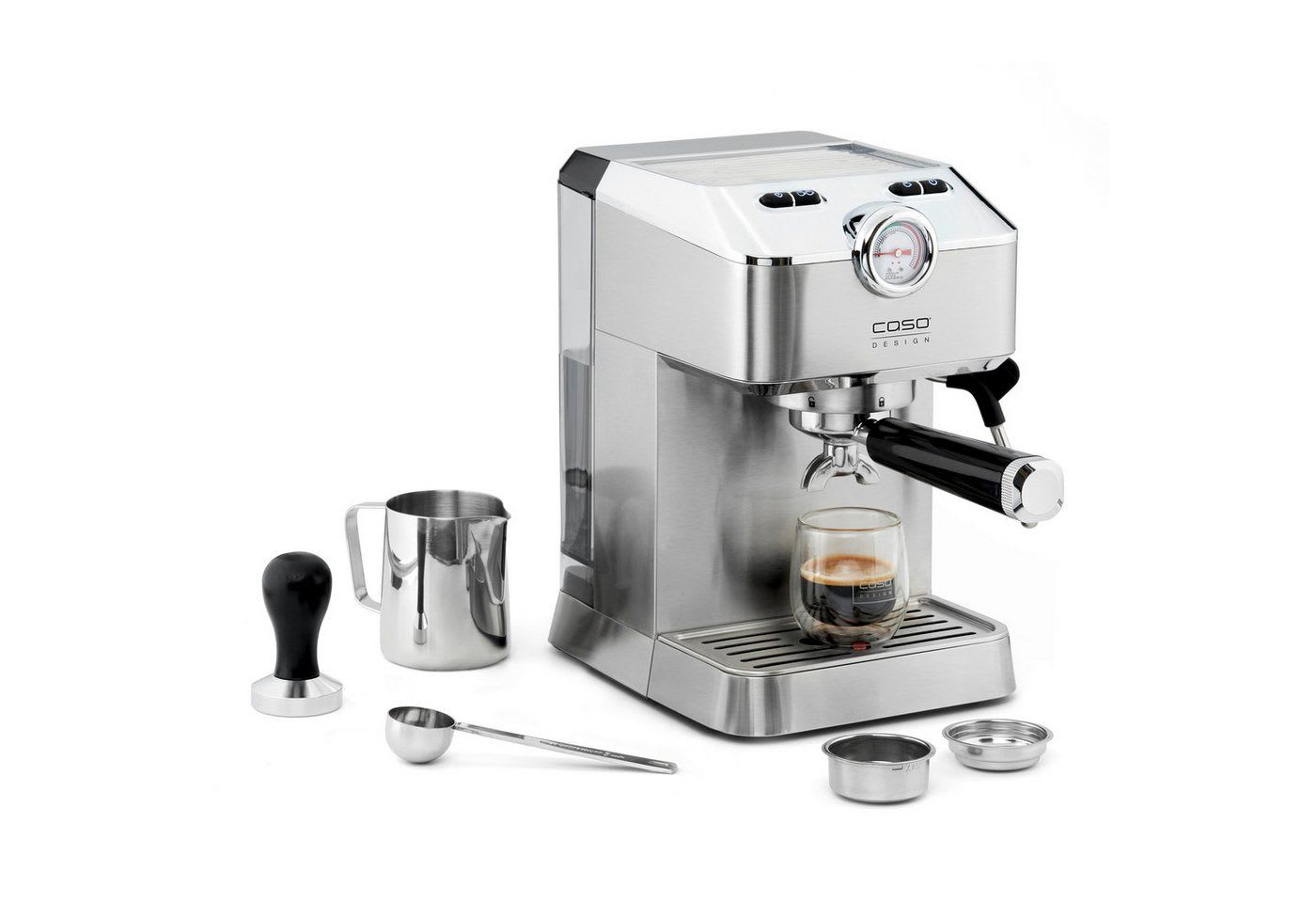 Caso Siebträgermaschine EspressoGourmet, Edelstahlfilter, 1100 W, 19 bar, 3 Edelstahl-Filtereinsätze silberfarben