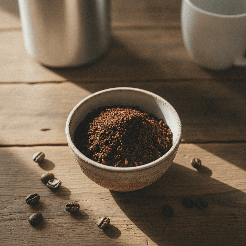 Mittelgrob gemahlener Kaffee in einer Schale