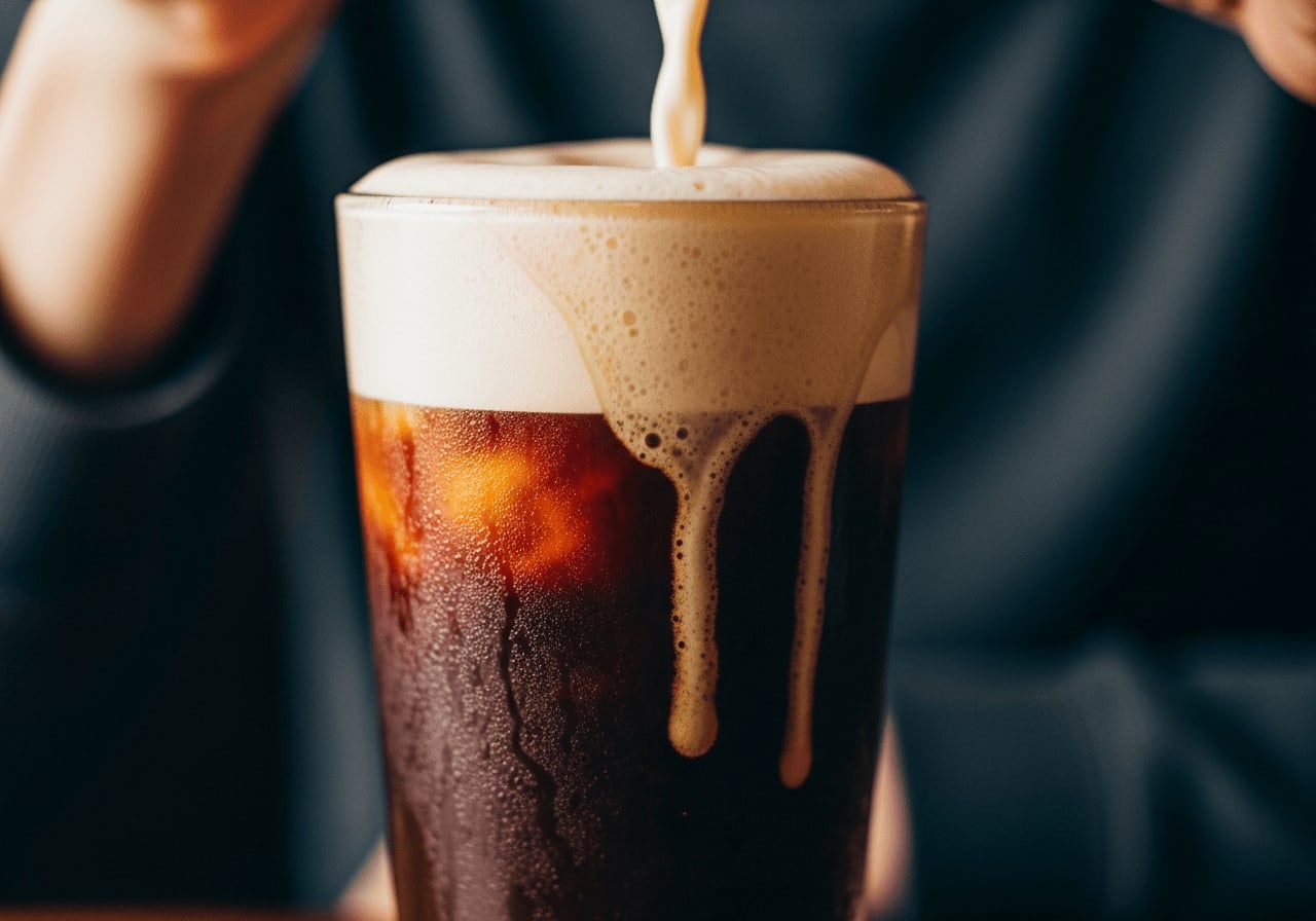 Nitro Cold Brew with cascading bubbles