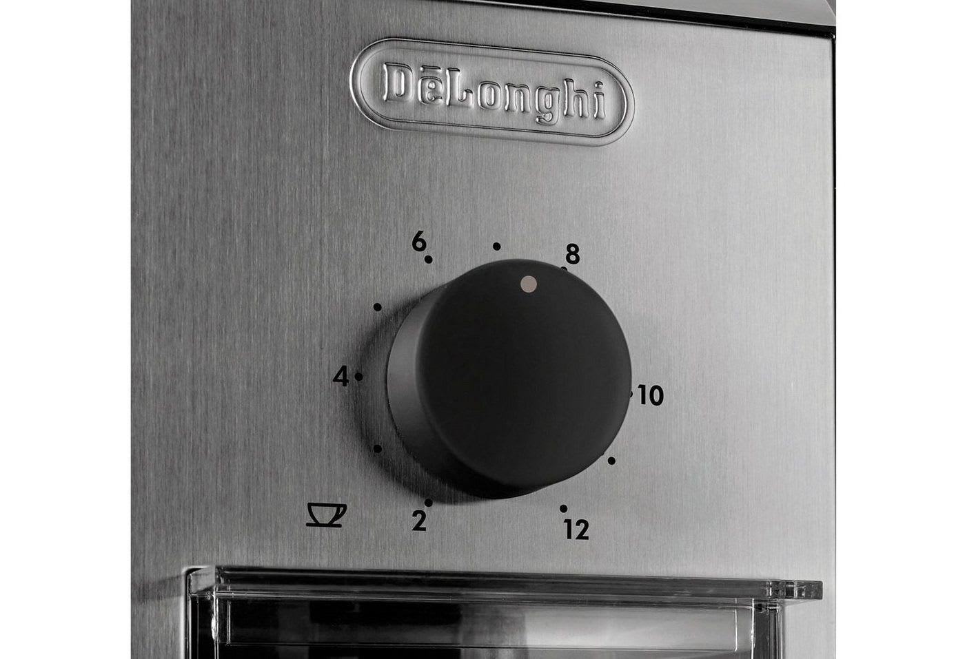 De'Longhi Kaffeemühle KG89, 110 W, Kegelmahlwerk, 120 g Bohnenbehälter silberfarben