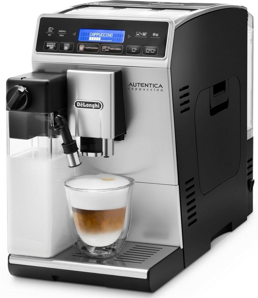 De'Longhi Kaffeevollautomat Autentica Cappuccino ETAM29.660.SB - Superkompakt - nur 19,5 cm breit, LatteCremaMilchsystem, Kegelmahlwerk 13-stufig, automatische Reinigung schwarz|silberfarben