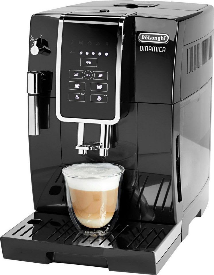 De'Longhi Kaffeevollautomat Dinamica ECAM358.15.B - Long Coffee Funktion für Filterkaffee, schwarz, Milchaufschäumdüse, 300 g Bohnenbehälter, automatische Reinigung