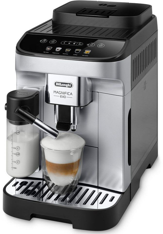 De'Longhi Kaffeevollautomat Magnifica Evo ECAM290.61.SB- 5 Rezepte, perfekter Milchschaum, LatteCrema Milchsystem, automatische Entkalkung und Reinigung schwarz|silberfarben