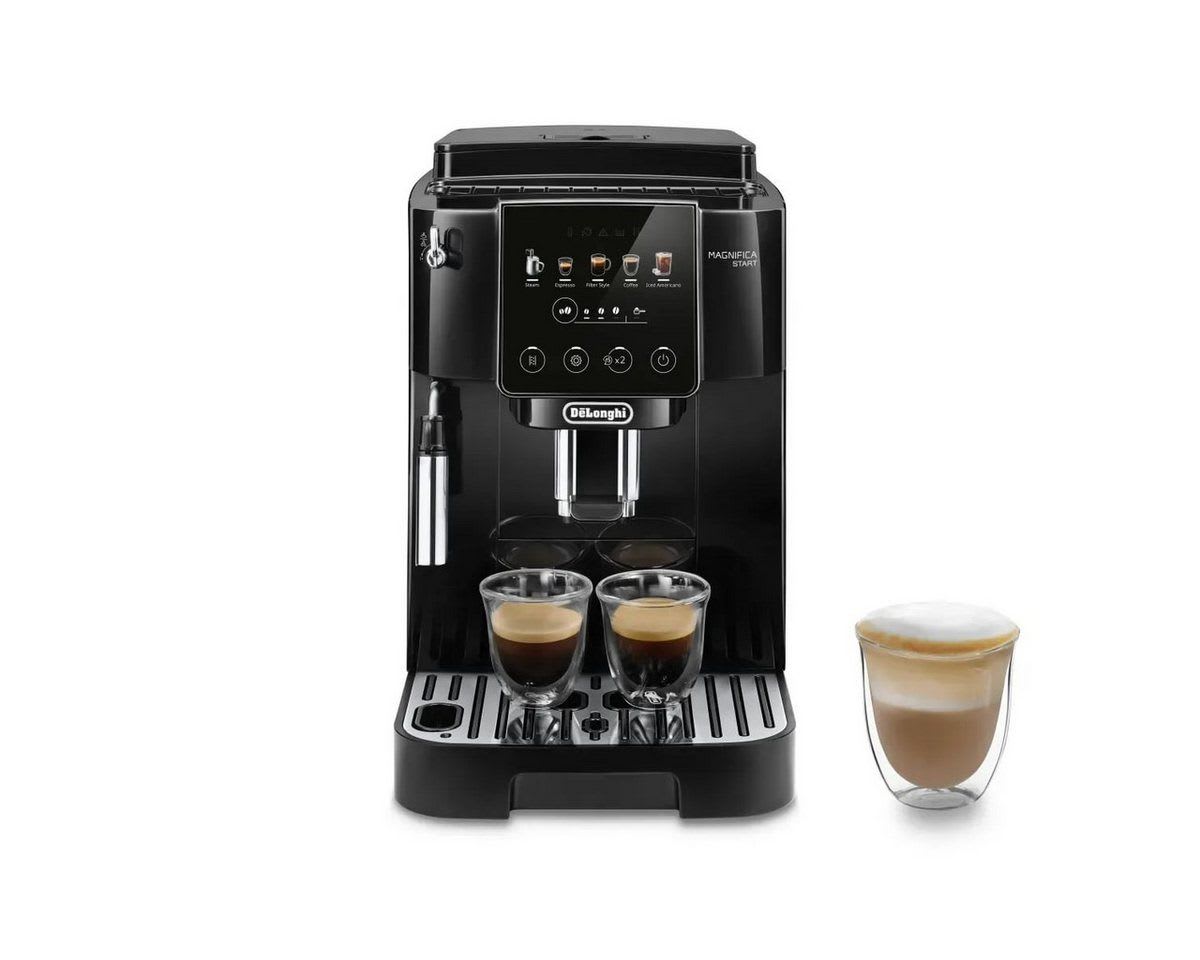 De'Longhi Kaffeevollautomat Magnifica Start Pop ECAM220.51.B - 5 Rezepte, Milchschaumdüse, schwarz, Intuitives Touch Bedienfeld, Iced Americano, einstellbares Aroma