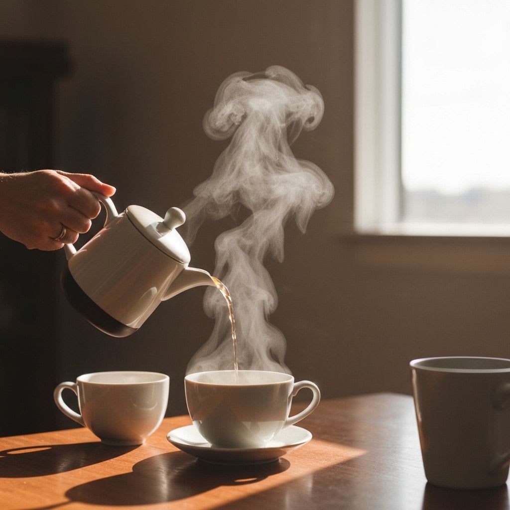 Hände gießen Wasser über Kaffeepulver im Pour-over-Dripper, symbolisiert achtsame Zubereitung und Kaffee für mentale Gesundheit.