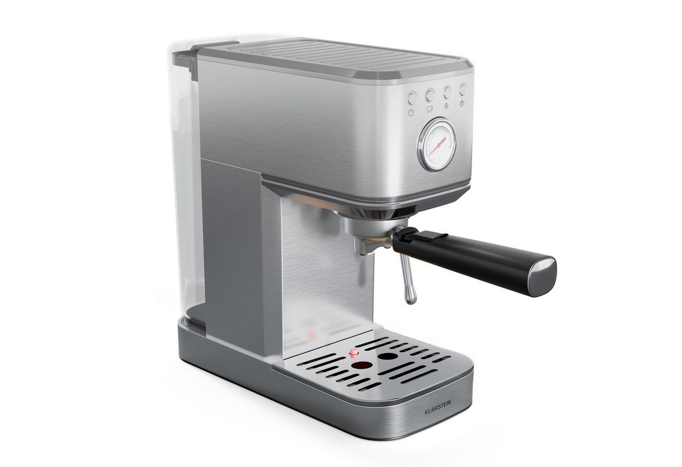 Klarstein Filterkaffeemaschine, Edelstahlfilter, Elektrisch 20 Bar Kaffemaschine Milchaufschäumer