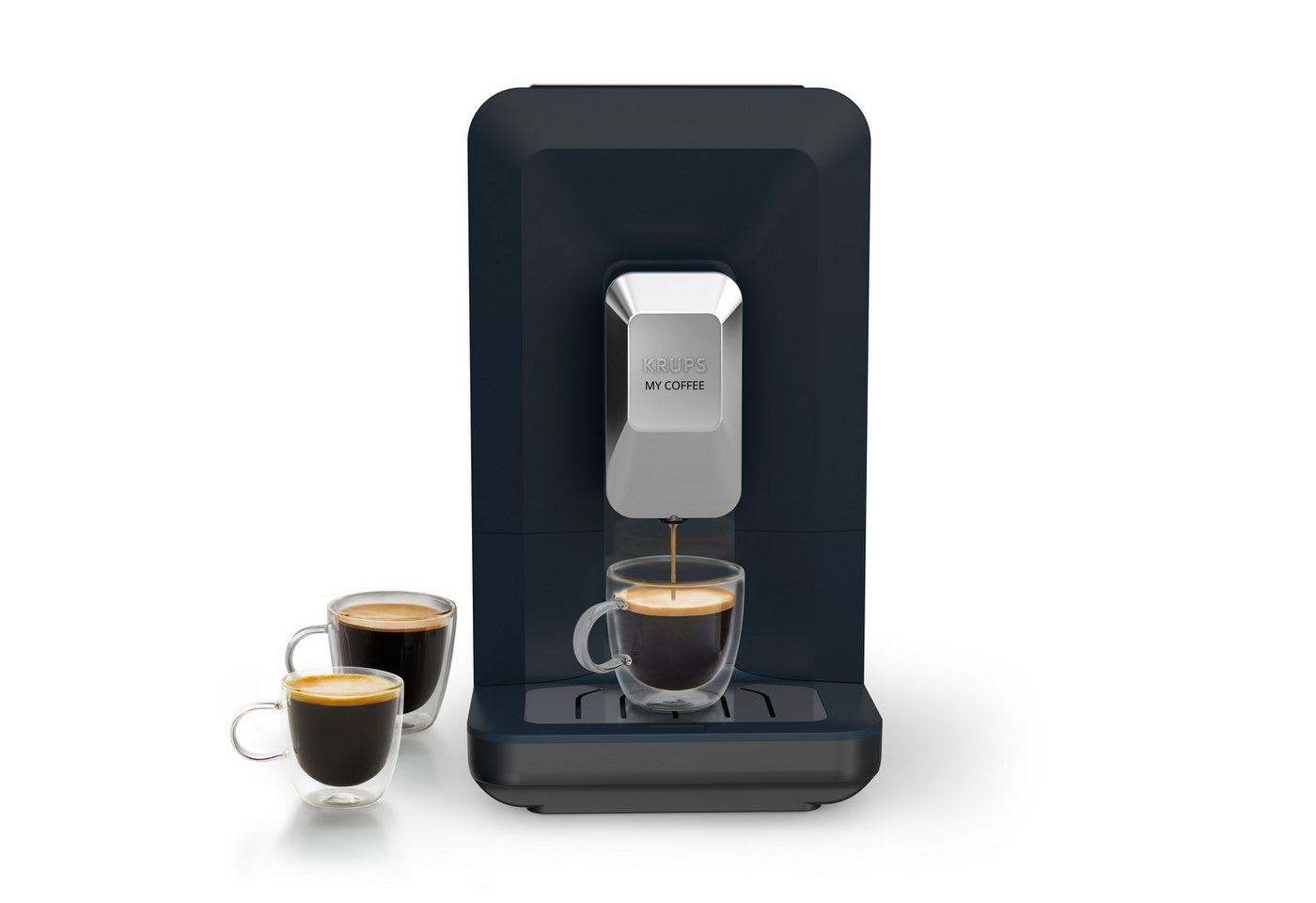 Krups Kaffeevollautomat EA2004 My Coffee, super-kompakt, 3 Rezepte, Touchpanel, einfache Reinigung und Pflege blau|schwarz