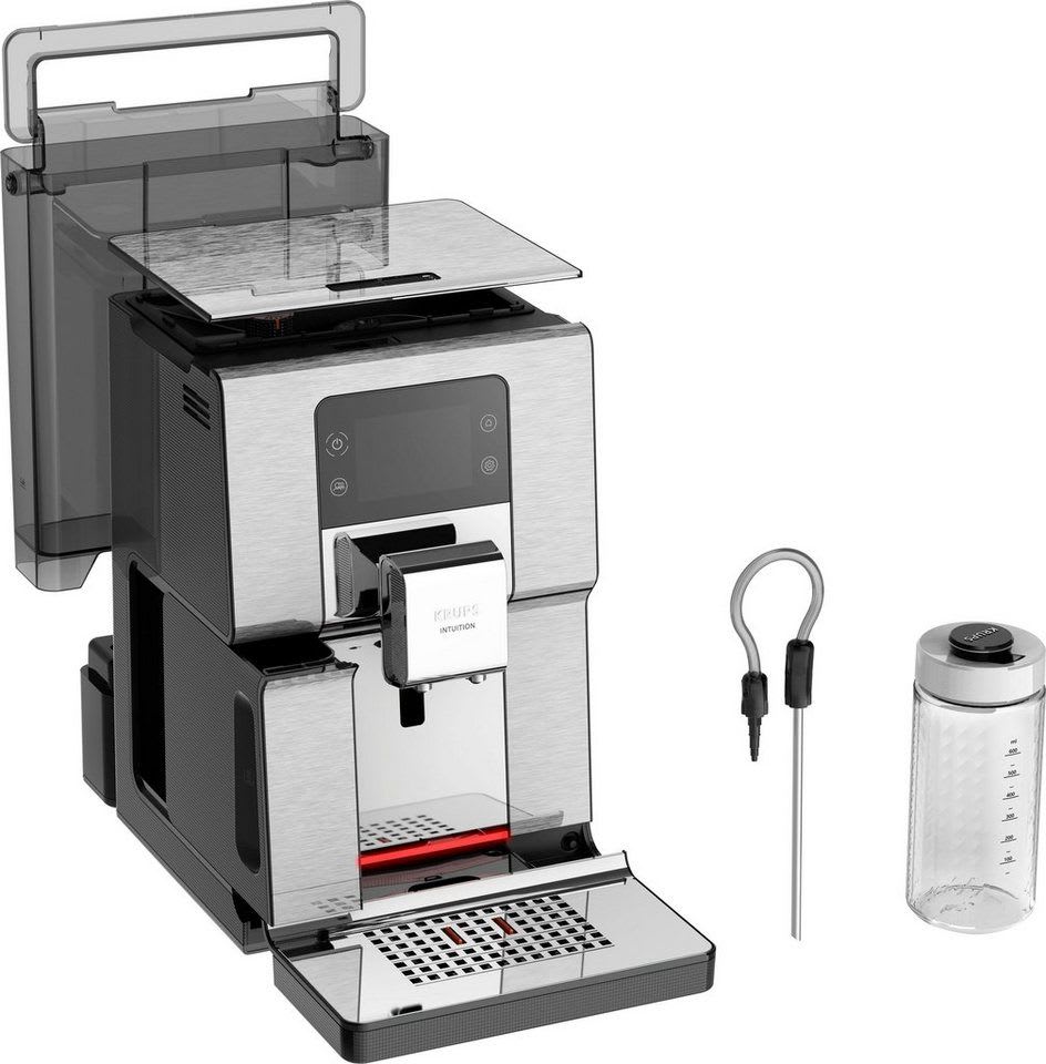 Krups Kaffeevollautomat EA877D Intuition Experience+, 21 Heiß- und Kaltgetränke-Spezialitäten, geräuscharm, Farb-Touchscreen schwarz|silberfarben
