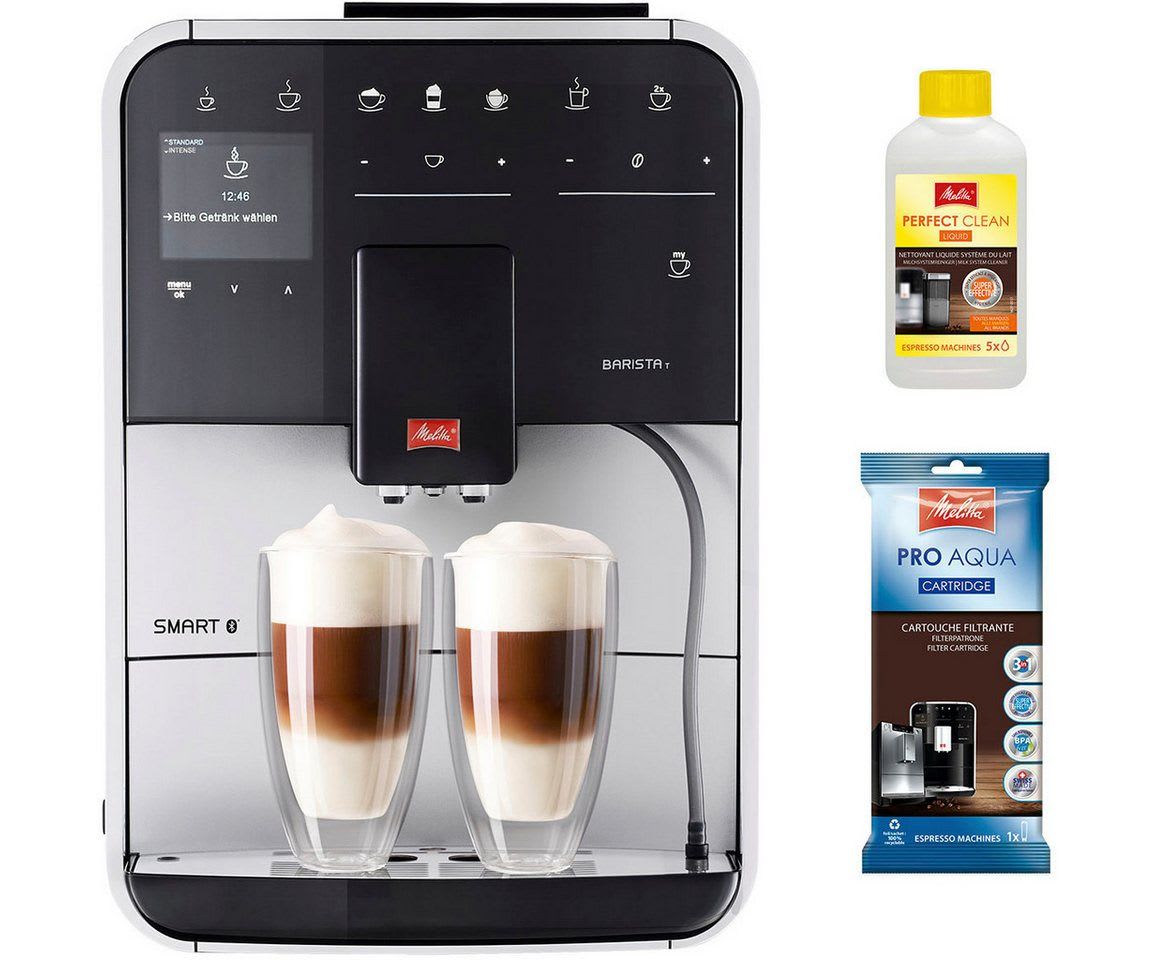 Melitta Kaffeevollautomat Barista T Smart® F831-101, 4 Benutzerprofile&18 Kaffeerezepte, nach italienischem Originalrezept silberfarben