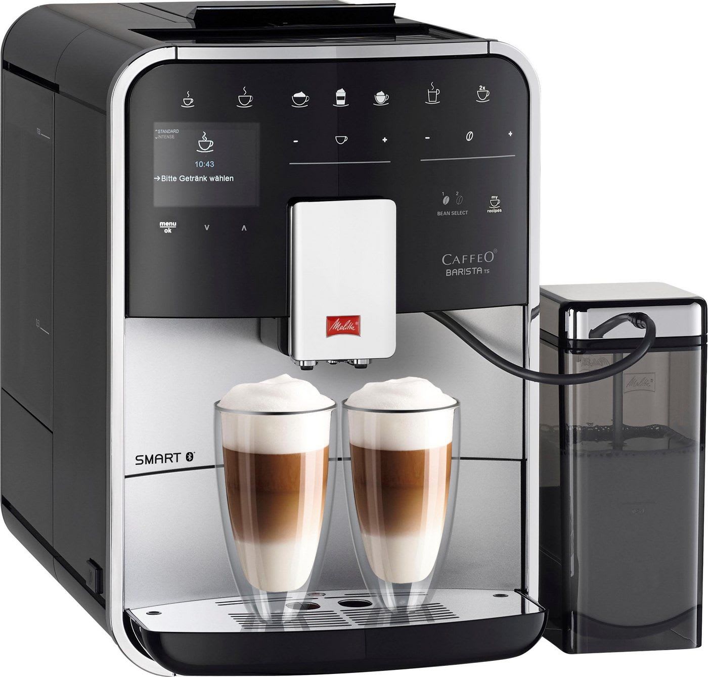Melitta Kaffeevollautomat Barista TS Smart® F850-101, silber, 21 Kaffeerezepte & 8 Benutzerprofile, 2-Kammer Bohnenbehälter schwarz|silberfarben