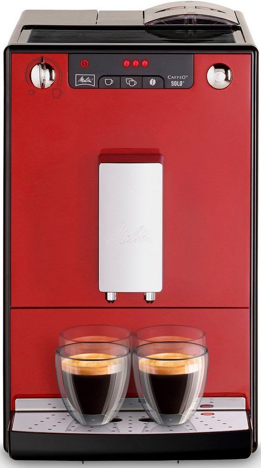 Melitta Kaffeevollautomat Solo® E950-204, chili-red, Perfekt für Café crème & Espresso, nur 20cm breit rot