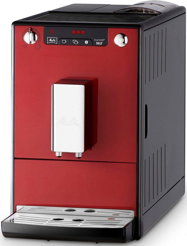Melitta Kaffeevollautomat Solo® E950-204, chili-red, Perfekt für Café crème & Espresso, nur 20cm breit rot