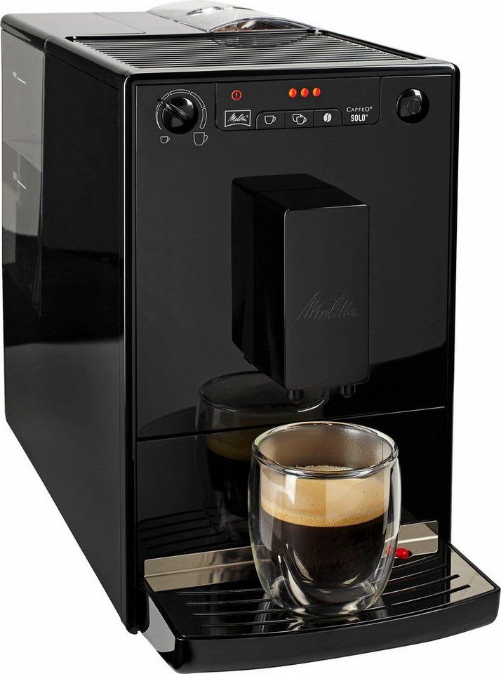 Melitta Kaffeevollautomat Solo® E950-222, pure black, Perfekt für Café crème & Espresso, nur 20cm breit schwarz