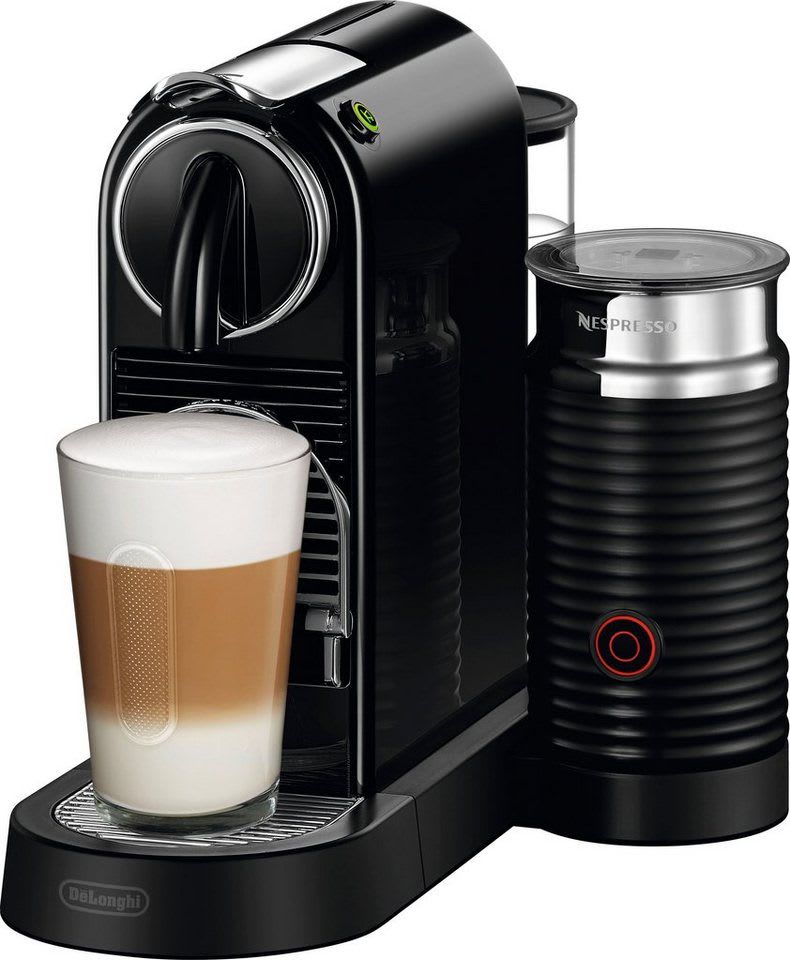NESPRESSO Kapselmaschine CITIZ EN 267.BAE von DeLonghi, Schwarz, inkl. Aeroccino Milchaufschäumer, Willkommenspaket mit 7 Kapseln