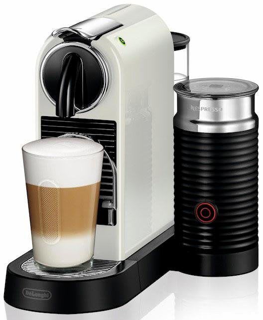 NESPRESSO Kapselmaschine CITIZ EN 267.WAE von DeLonghi, White, inkl. Aeroccino Milchaufschäumer, Willkommenspaket mit 7 Kapseln weiß