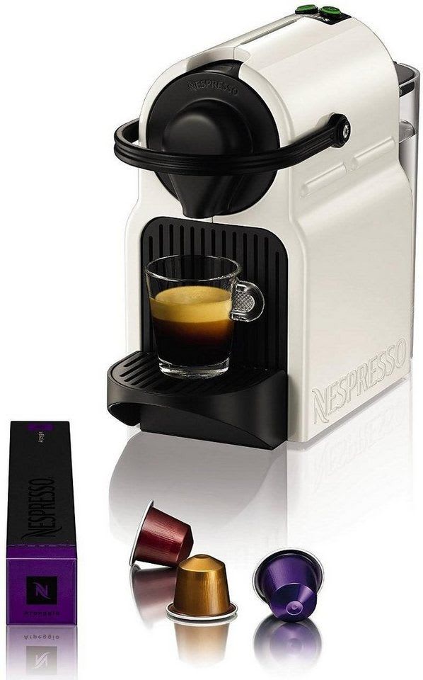 NESPRESSO Kapselmaschine XN1001 Inissia von Krups, Wassertankkapazität: 0,7 Liter, inkl. Willkommenspaket mit 7 Kapseln weiß