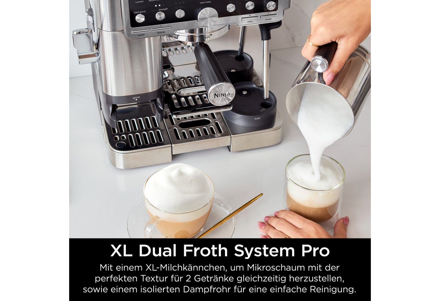 NINJA Espressomaschine ES701EU, 3-in-1-Kaffeemaschine für Espresso, Filterkaffee und Cold Brew silberfarben