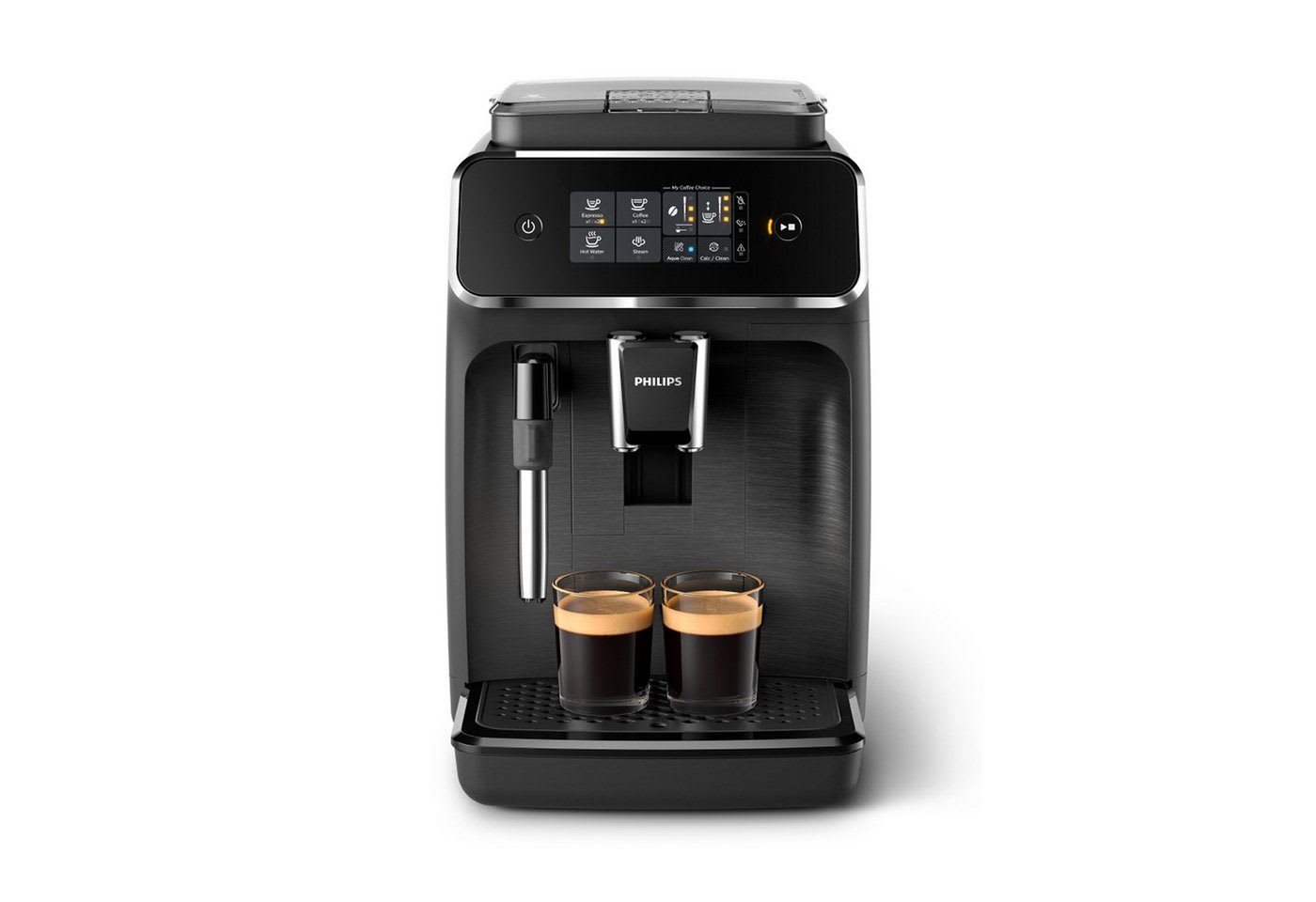 Philips Kaffeevollautomat EP2220/10 2200 Serie, 2 Kaffeespezialitäten, Panarello Milchschäumer, anpassbarer Aromastärke schwarz