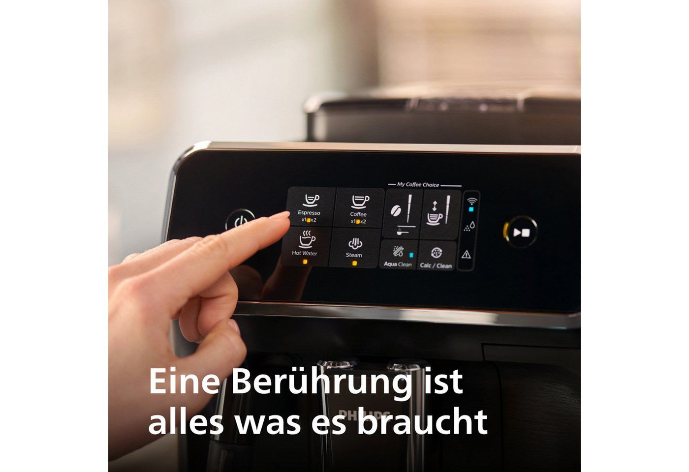 Philips Kaffeevollautomat EP2220/10 2200 Serie, 2 Kaffeespezialitäten, Panarello Milchschäumer, anpassbarer Aromastärke schwarz