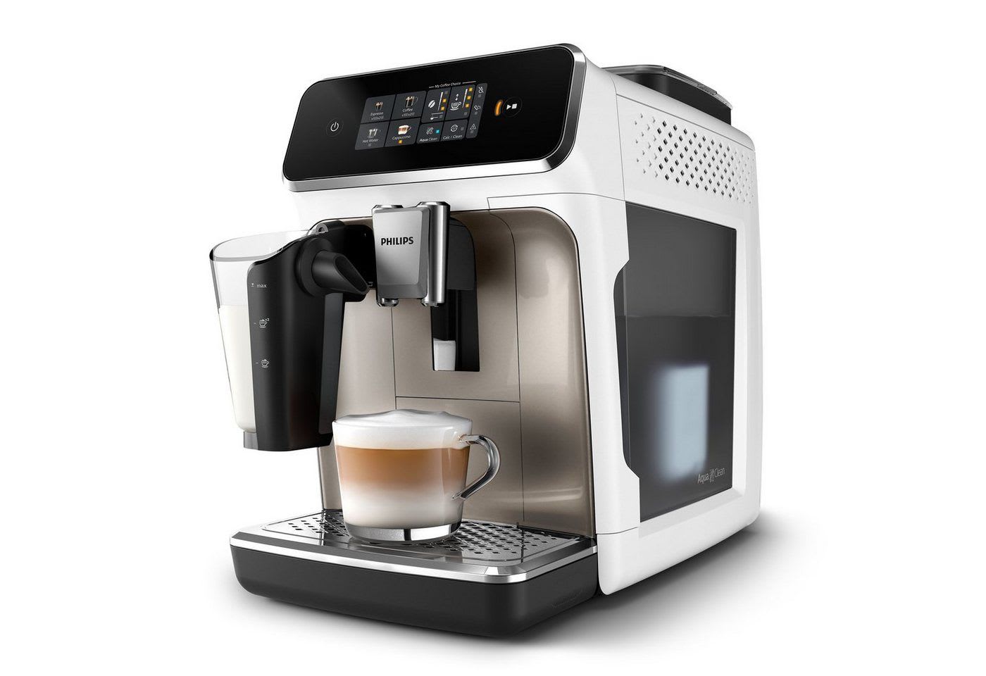 Philips Kaffeevollautomat EP2333/40 2300 Series, 4 Kaffeespezialitäten, mit LatteGo-Milchsystem weiß