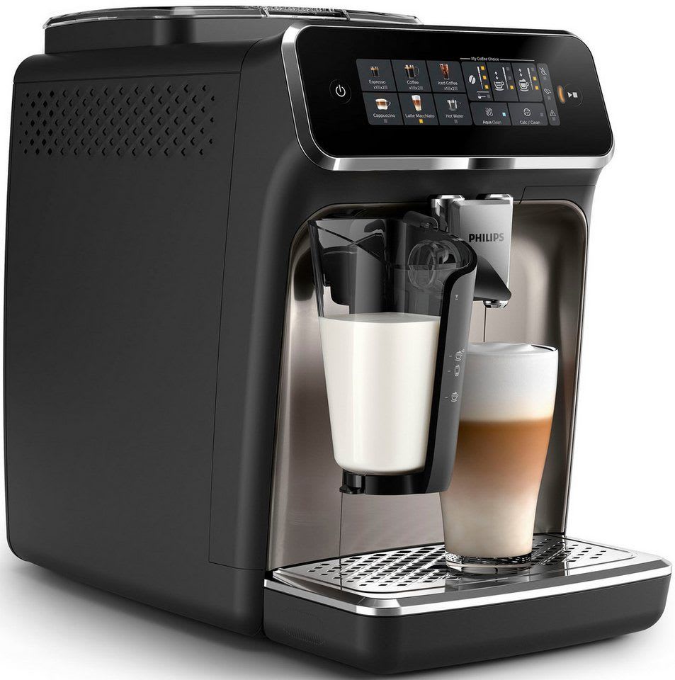 Philips Kaffeevollautomat EP3347/90 3300 Series, 6 Getränke (heiß oder eisgekühlt), LatteGo-Milchsystem, SilentBrew Technologie schwarz