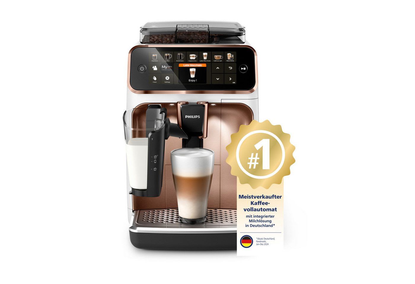 Philips Kaffeevollautomat EP5443/70 5400 Series, 12 Kaffeespezialitäten, LatteGo Milchsystem und 4 Benutzerprofilen weiß