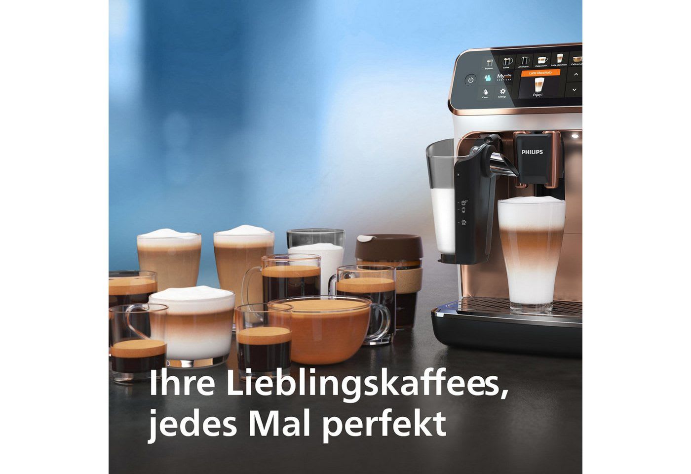 Philips Kaffeevollautomat EP5443/70 5400 Series, 12 Kaffeespezialitäten, LatteGo Milchsystem und 4 Benutzerprofilen weiß