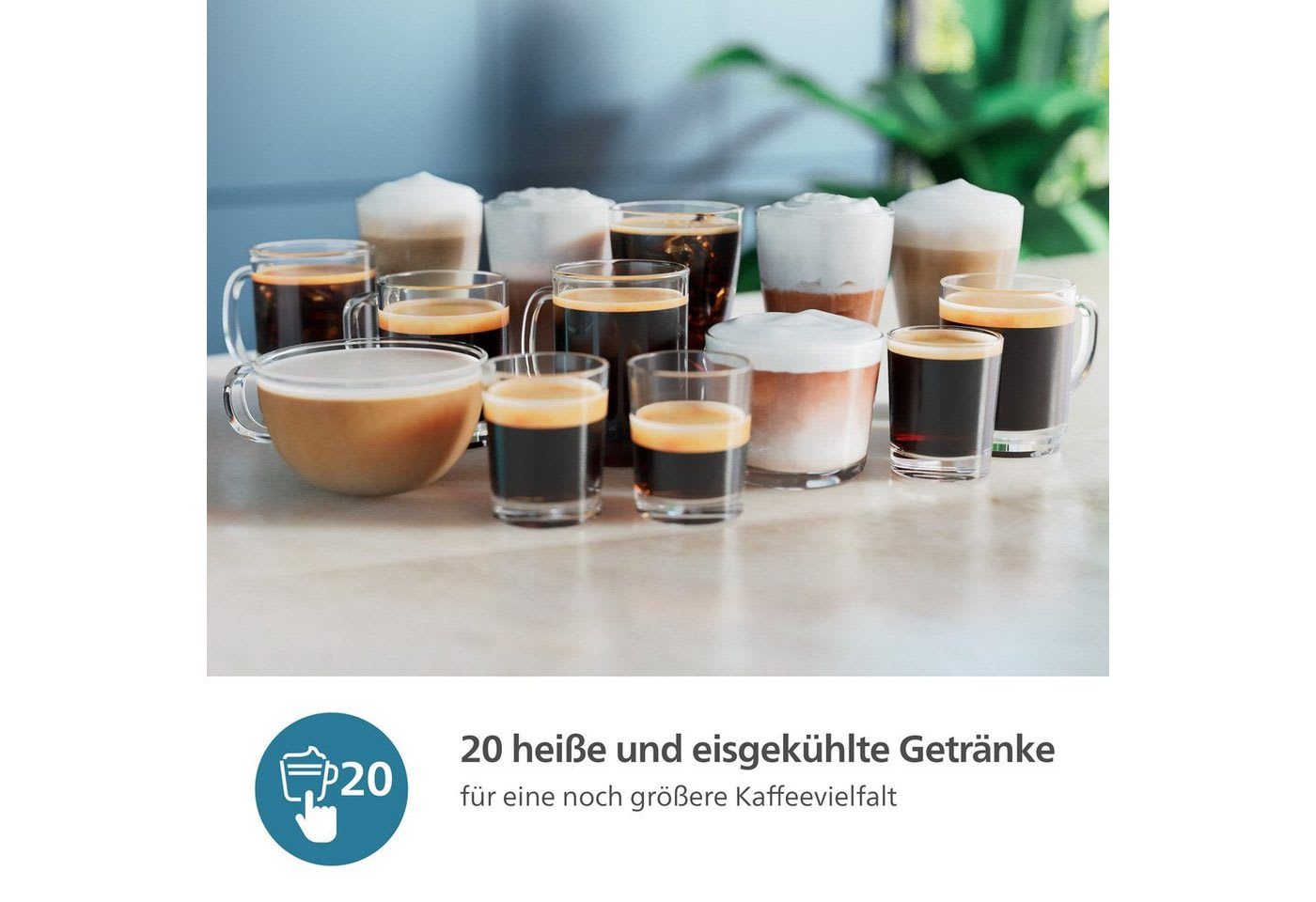 Philips Kaffeevollautomat EP5544/50 5500 Series, 20 Kaffeespezialitäten (heiß oder eisgekühlt), LatteGo-Milchsystem, SilentBrew Technologie grau|schwarz
