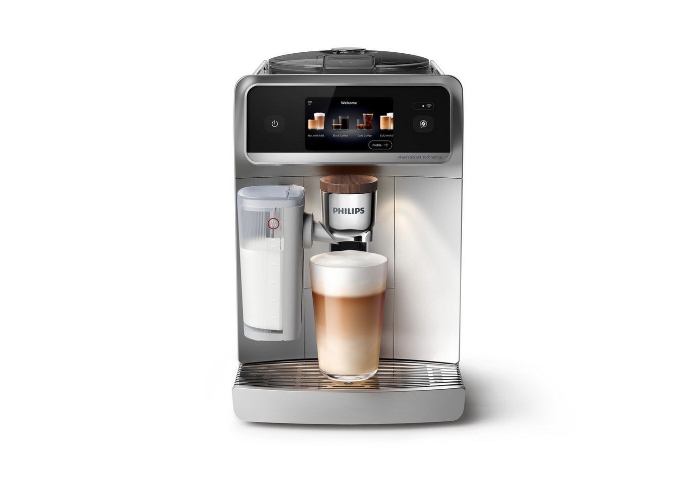 Philips Kaffeevollautomat EP8757/20 8000 Series LatteGo Pro Café Aromis, 50 Getränke (heiß oder eisgekühlt), LatteGo Pro-Milchsystem, BrewExtract Technologie, appfähig silberfarben