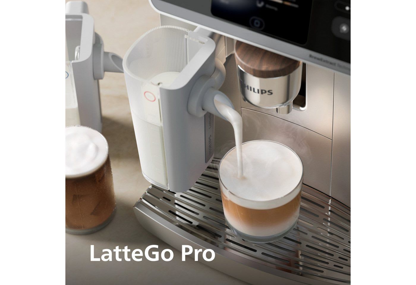 Philips Kaffeevollautomat EP8757/20 8000 Series LatteGo Pro Café Aromis, 50 Getränke (heiß oder eisgekühlt), LatteGo Pro-Milchsystem, BrewExtract Technologie, appfähig silberfarben