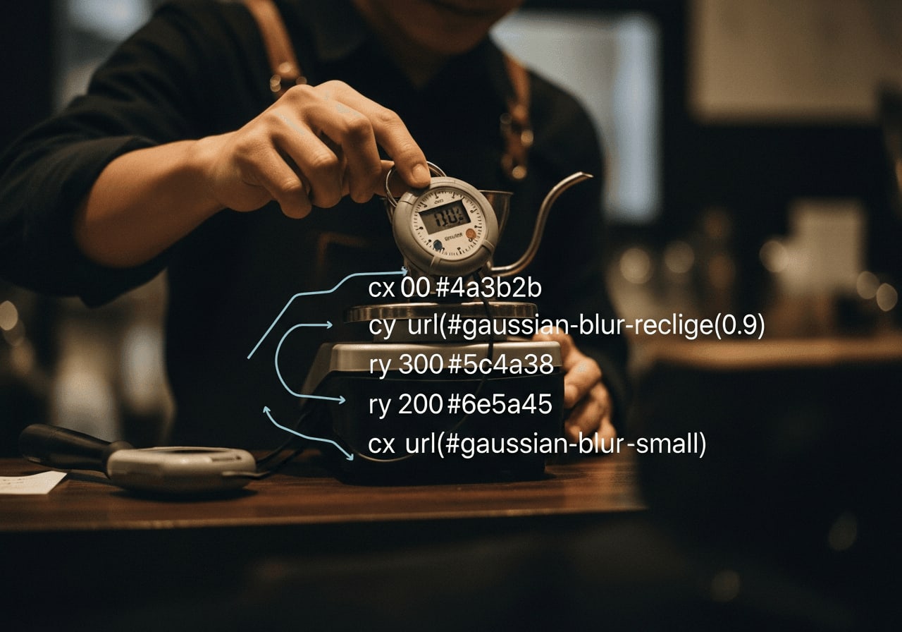 Barista using a precision scale to weigh coffee grounds with a timer running on the side, indicating precise control over espresso extraction, soft focus, dimly lit coffee shop