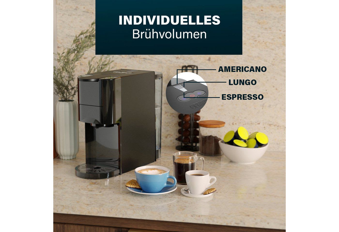 PRINCESS Kapselmaschine 249454, 4-in-1 Multi-Kapsel, 19 bar - Kaltbrühen schwarz