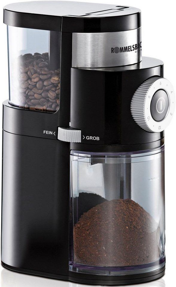 Rommelsbacher Kaffeemühle EKM200, 110 W, Scheibenmahlwerk, 250 g Bohnenbehälter schwarz