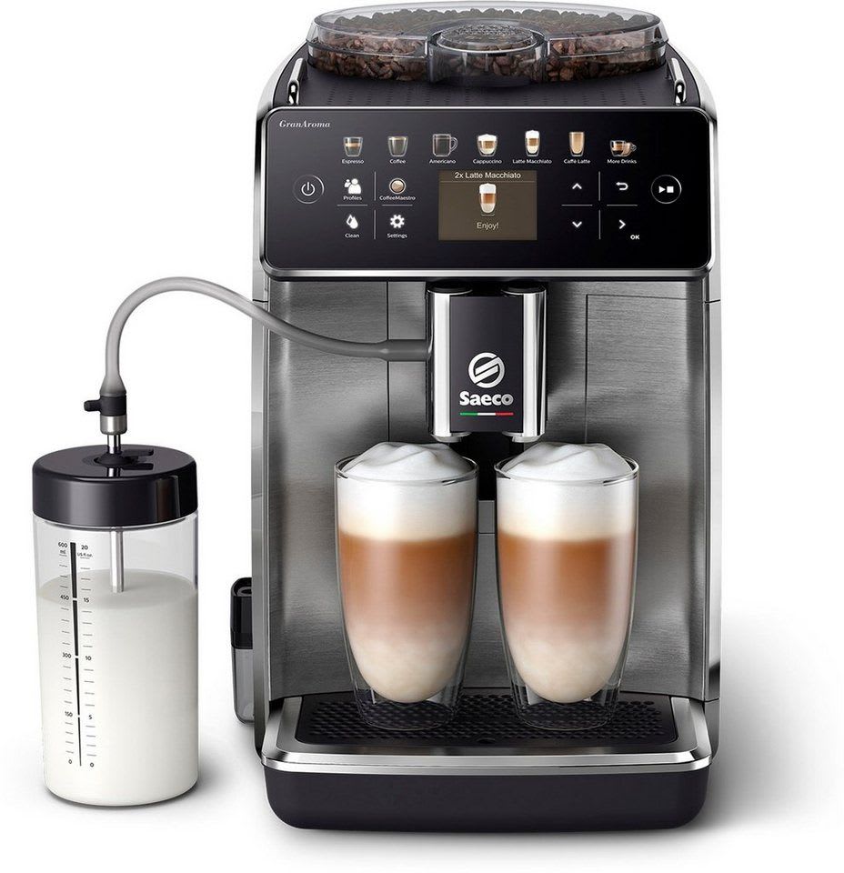 Saeco Kaffeevollautomat SM6585/00 GranAroma, 14 Kaffeespezialitäten, 4 Benutzerprofilen und TFT Display schwarz|silberfarben