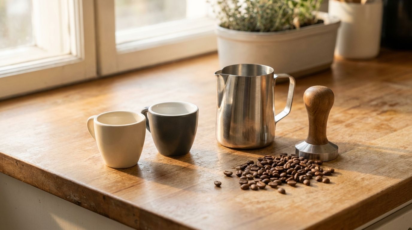 Espresso-Zubehör auf der Küchentheke